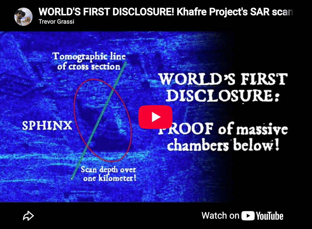 Archaeological scan showing the world's first disclosure of a massive chamber beneath the Sphinx.